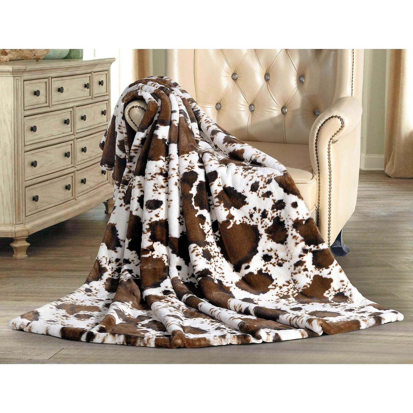 Member's Mark Luxury Faux Fur Throw Brown Cow