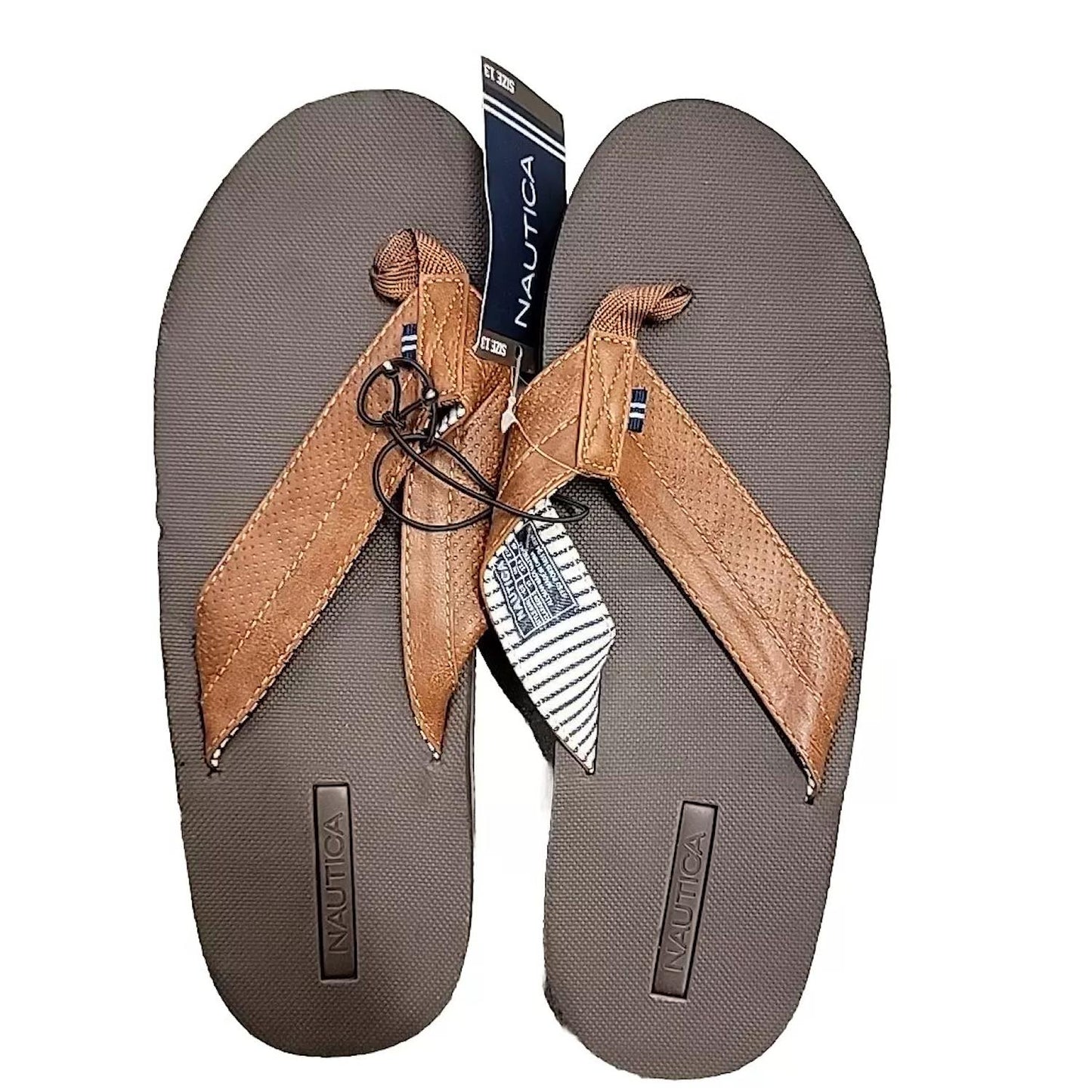 Nautica Men's Slip On Faux Leather Clarkson 2 Sandals (Brown, 12)