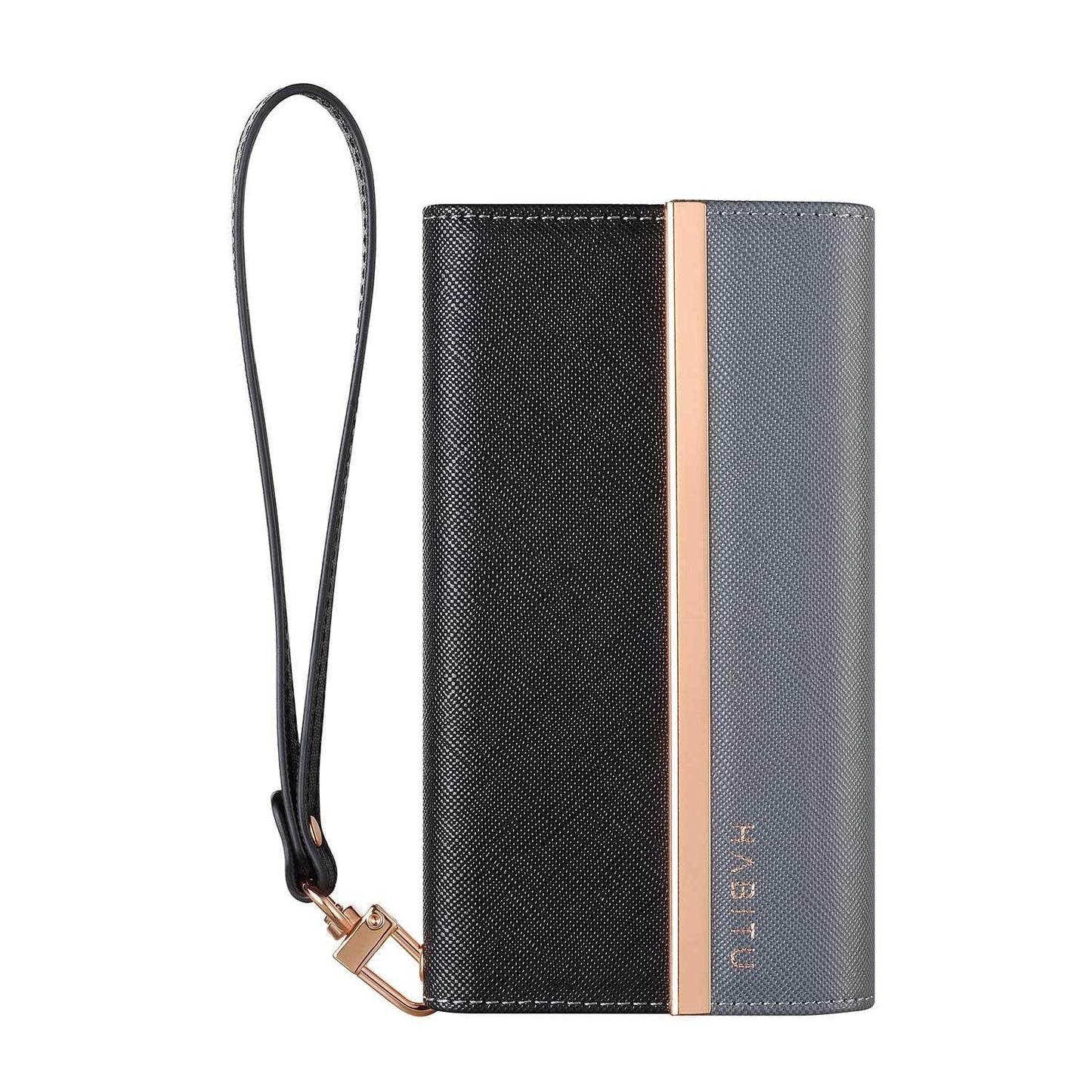 HABITU Eris Tri-Fold Pink Wallet Case for iPhone 6/7/8, Detachable Vegan Leather Magnetic Folio with Card Pockets, Mirror & Strap
