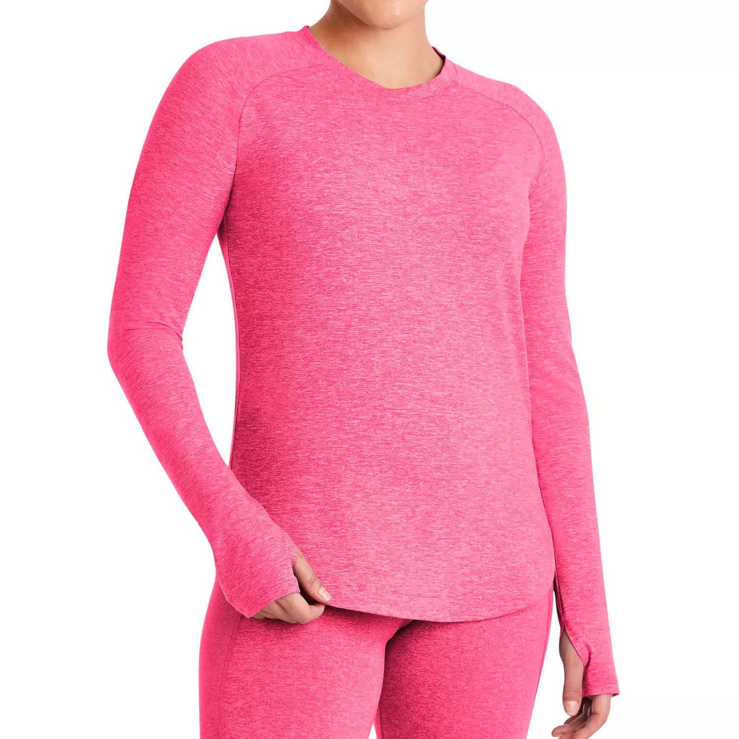 Member's Mark Women's Curved Hem Long Sleeve Soft Heather Top with Thumbholes