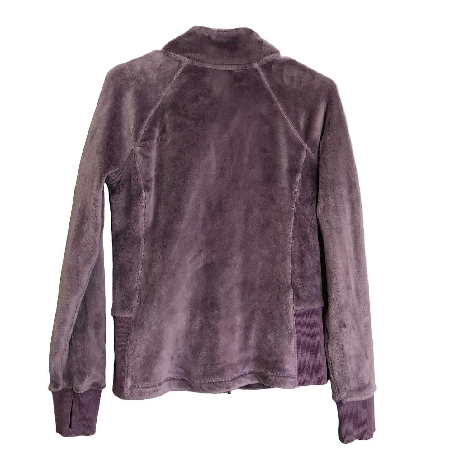 Free Country Women's Plush Butter Pile Zip Up Jacket, Ribbed Cuffs W/ Thumbholes Plum L