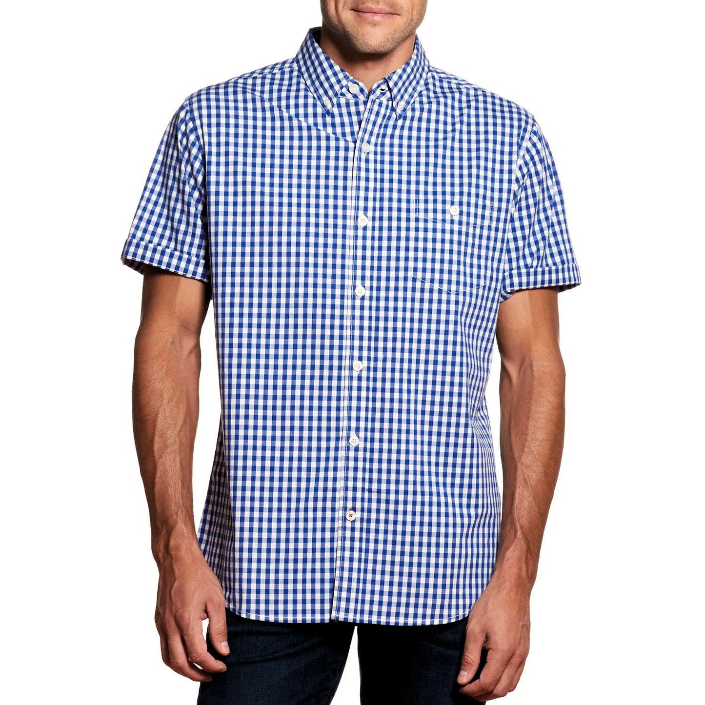 WP Weatherproof Men's Woven Comfort Stretch Short Sleeve Button Down Shirt