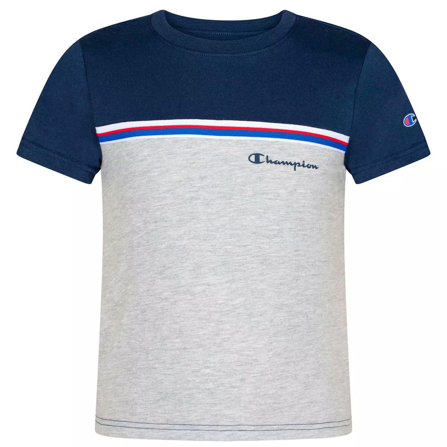 Champion Boys' Jersey T-Shirt (Oxford Heather/Navy, 14/16)
