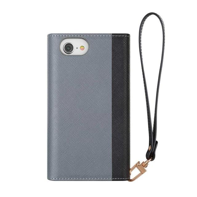 HABITU Eris Tri-Fold Pink Wallet Case for iPhone 6/7/8, Detachable Vegan Leather Magnetic Folio with Card Pockets, Mirror & Strap
