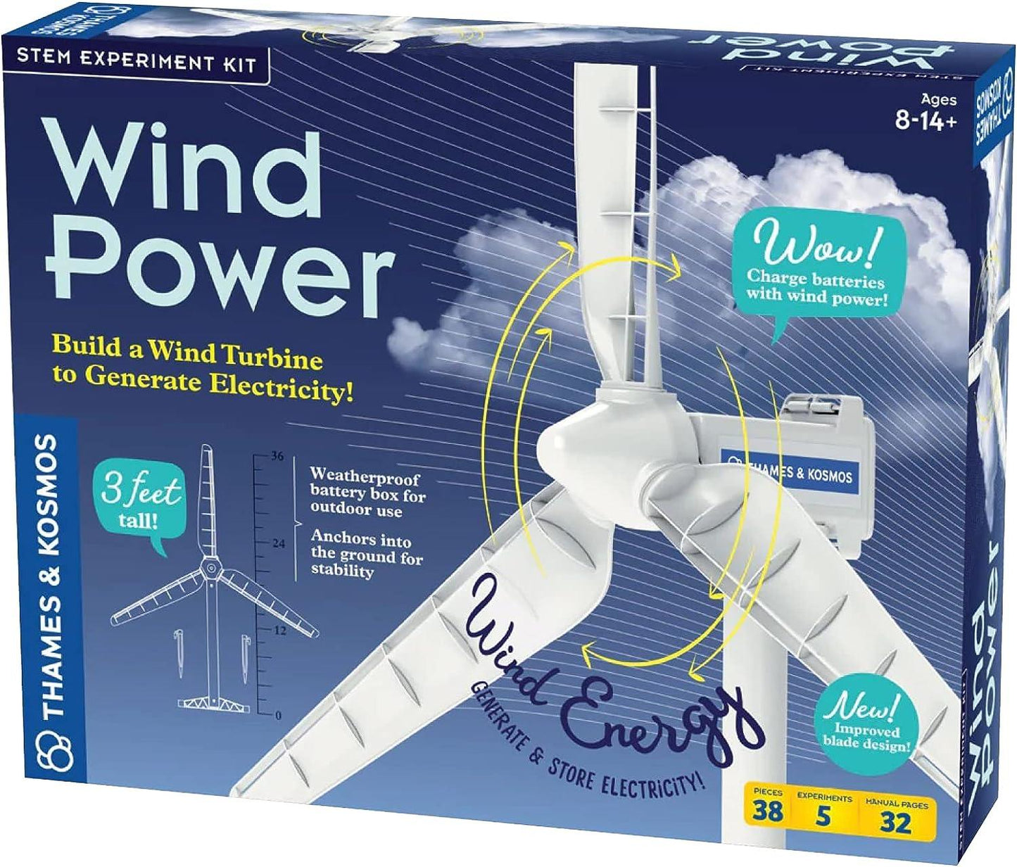 Thames & Kosmos Wind Power V4.0 STEM Experiment Kit | Build a 3ft Wind Turbine to Generate Electricity | Learn About Renewable Energy & Power a Small Model Car