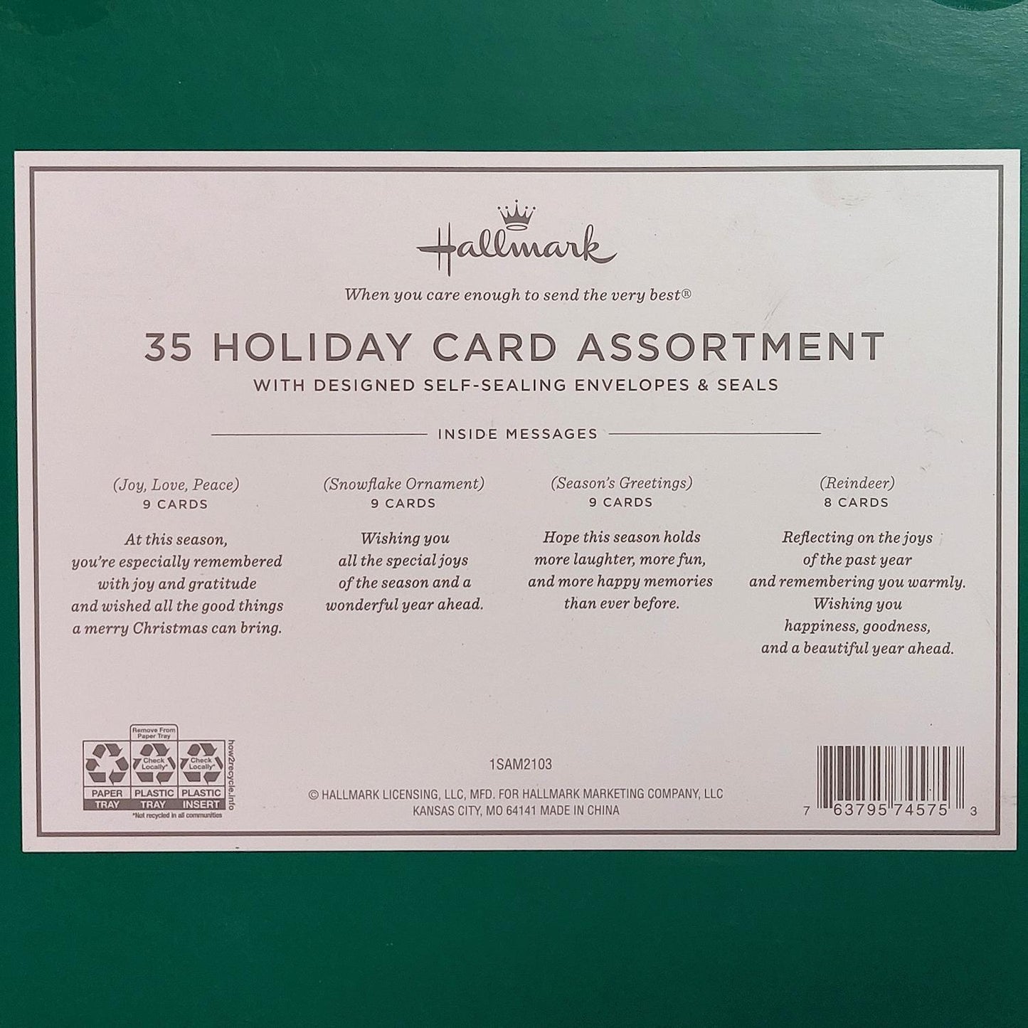 Hallmark Boxed Christmas Cards Assortment, Classic Red and Gold (4 Designs, 35 Cards and Envelopes)