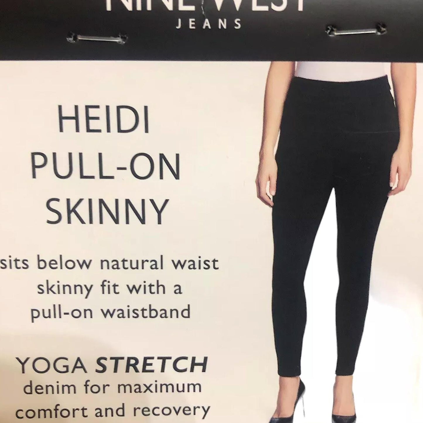 Nine West Jeans, Heidi Pull-On Skinny Pants - Yoga Stretch Denim (Black Rinse, 12)