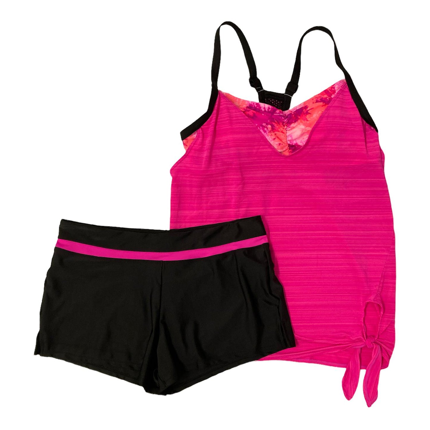 Zeroxposur Women's UPF 50+ Wide Strap Racerback Tankini Swimsuit Fuchsia S