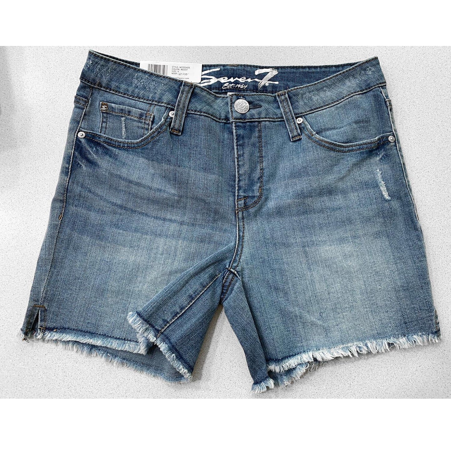 Seven7 Women's 5" Fray Hem Denim Weekend Shorts