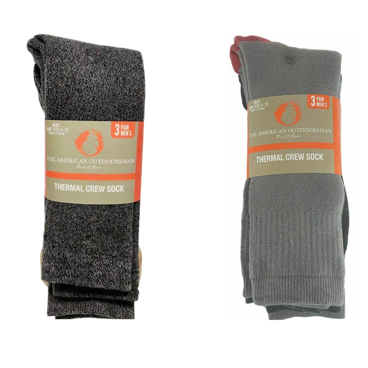 The American Outdoorsman Men's Warm Thermal Crew Socks, Pair