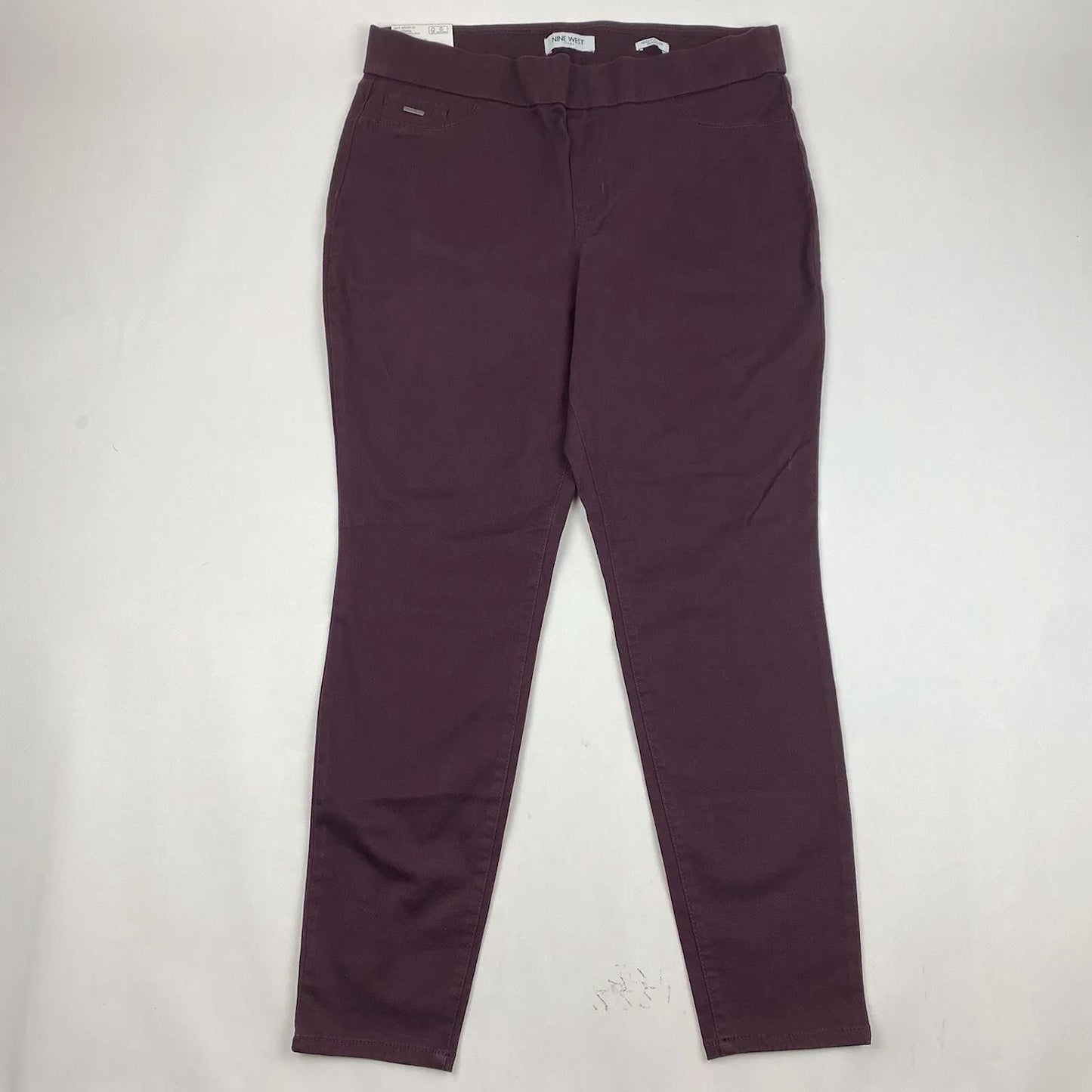 Nine West Women's Heidi Mid-Rise Pull On Skinny Fit Jegging Pants Winetasting Maroon 14