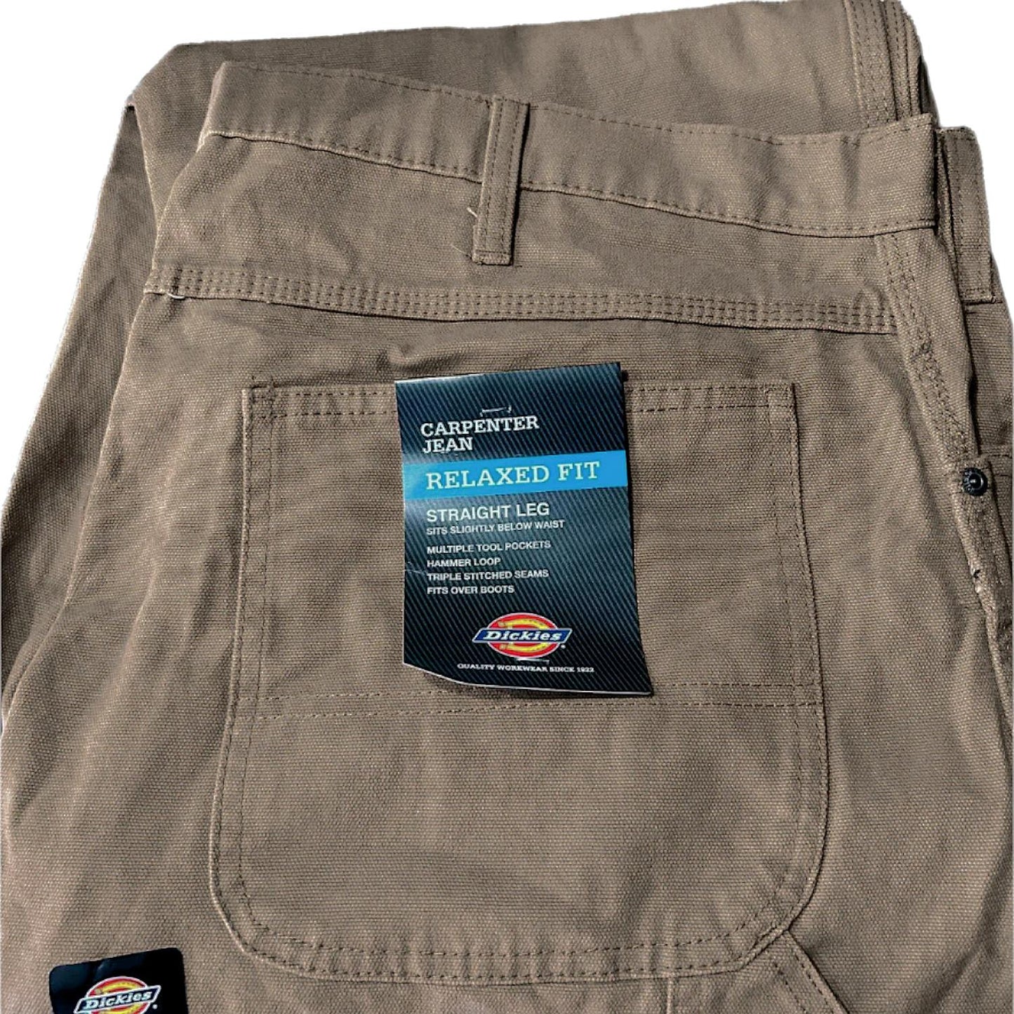 Dickies Mens Relaxed Fit Straight Leg Carpenter Duck Jeans Beige 36x32