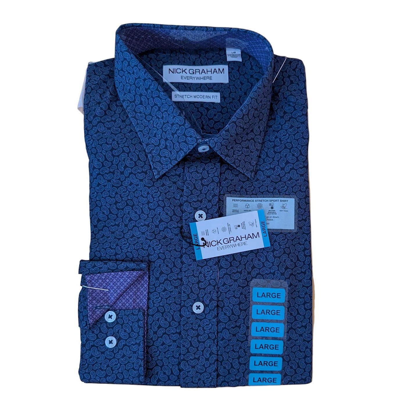 Nick Graham Men's Everywhere Stretch Performance Woven Modern Fit Shirt
