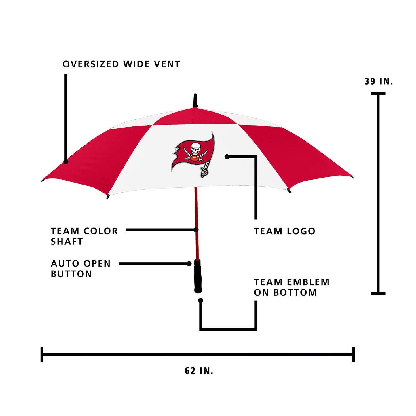 Logo Brands Tampa Bay Buccaneers Officially Licensed NFL Oversized Umbrella