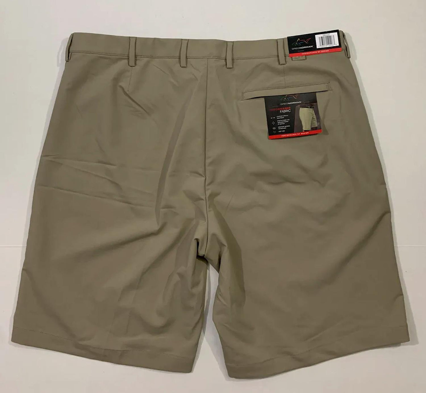 Greg Norman Men's Comfort Waist Moisture Wicking Performance Golf Shorts Tan 40