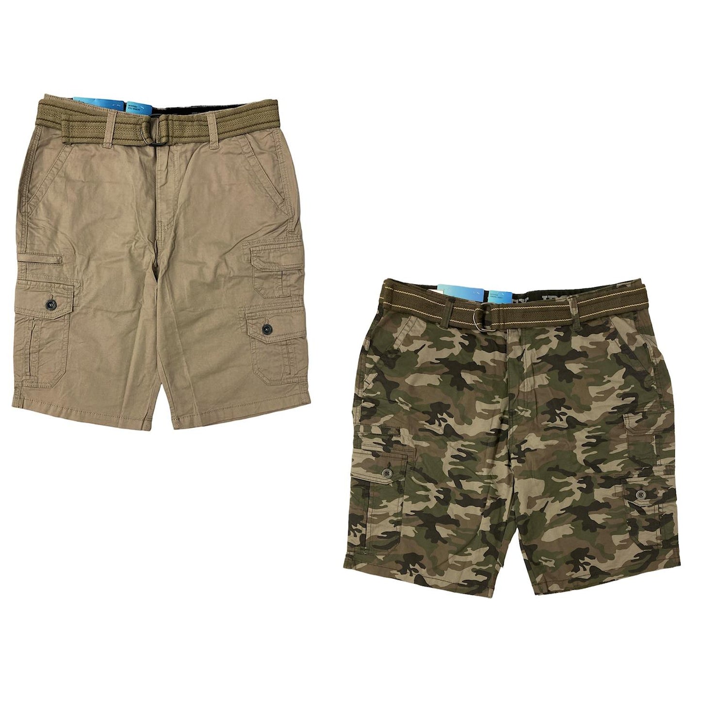 Iron Co Men's Comfort Flex Waistband Stretch Twill Cargo Shorts