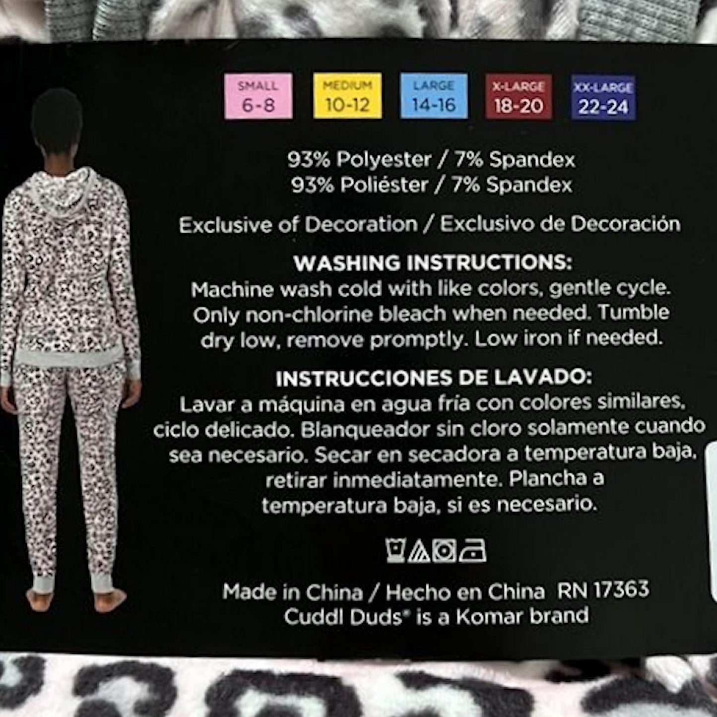 CUDDL DUDS Ladies 2 Piece Long Sleeve Hooded Pajama Set Pink Animal Print