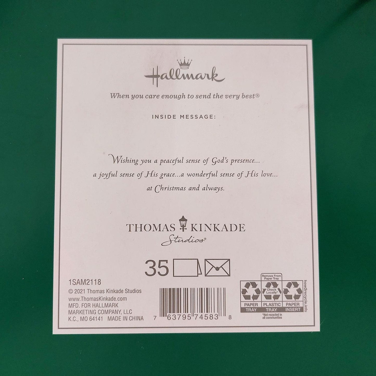 Hallmark Boxed Deluxe Christmas Cards Thomas Kinkade Christmas Blessing Religious 35 Cards, Designed Self-Sealing Envelopes and Seals