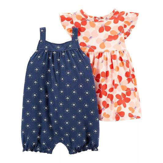Carter's Baby Girls' 2 Piece Floral Romper and Dress Set