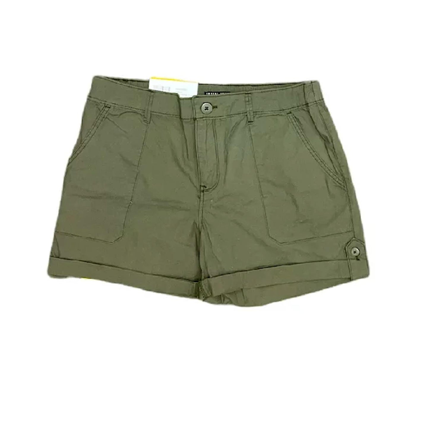Social Standard Women's Hero Relaxed Fit Mid-Rise Poplin Roll Tab Utility Shorts