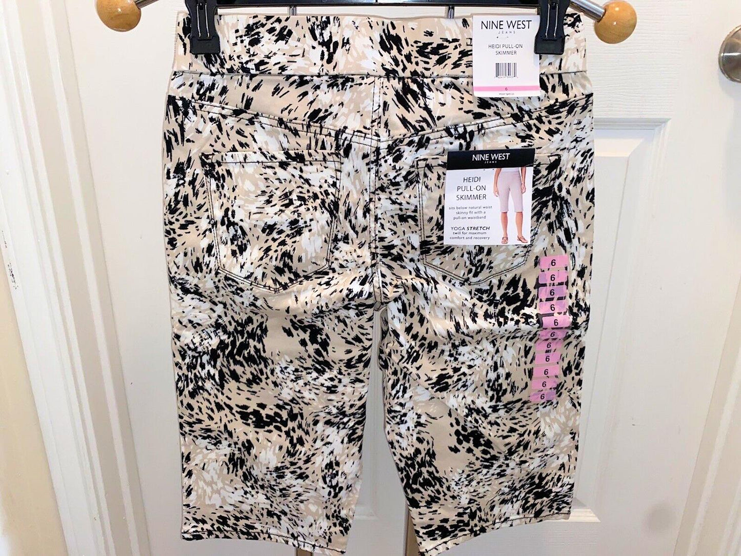 Nine West Women's Heidi Pull-On Yoga Stretch Skimmer Short (Stone Abstract Animal Print, 6)