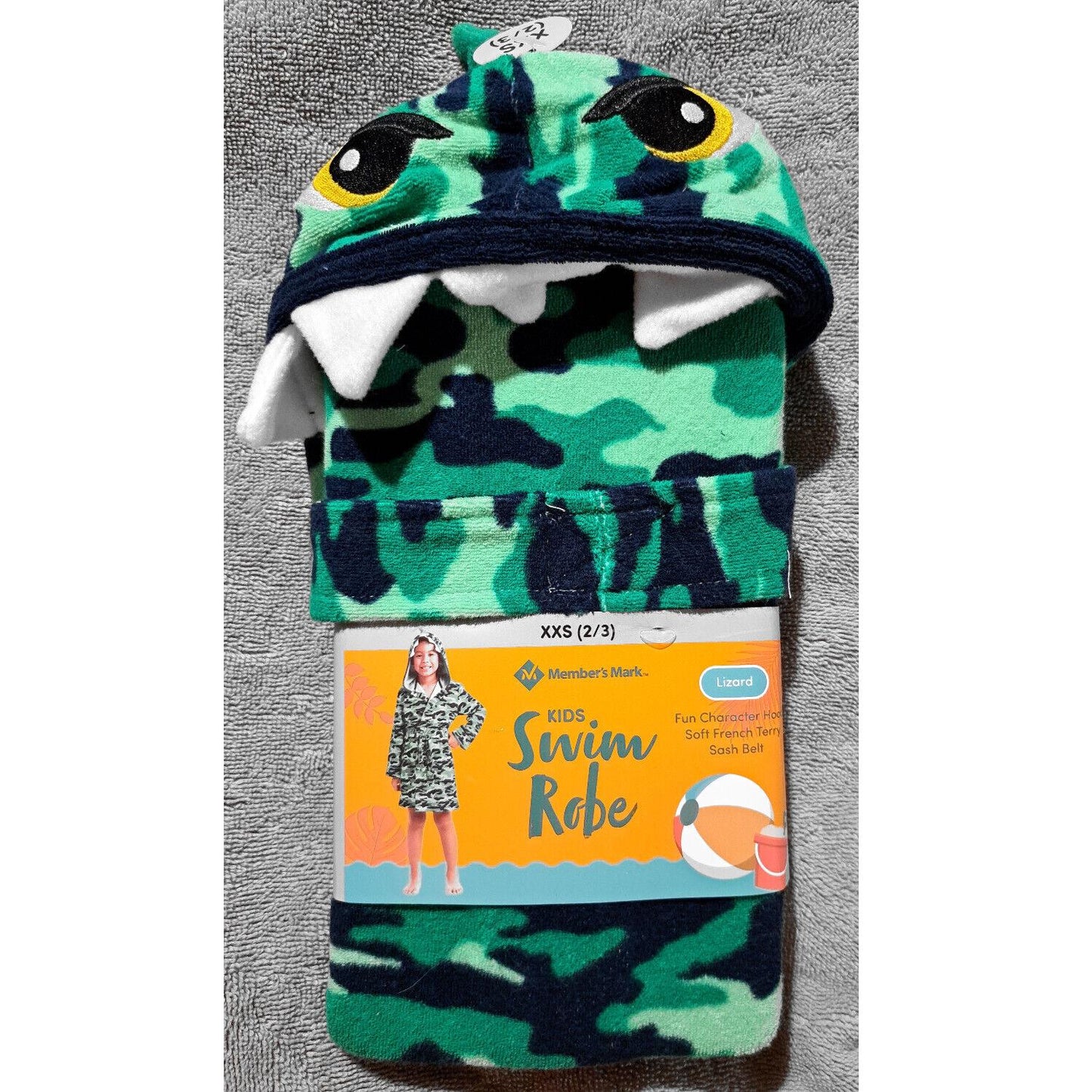 Member's Mark Kids Swim Robe, Hooded Towel with Belt Lizard XXS (2/3)