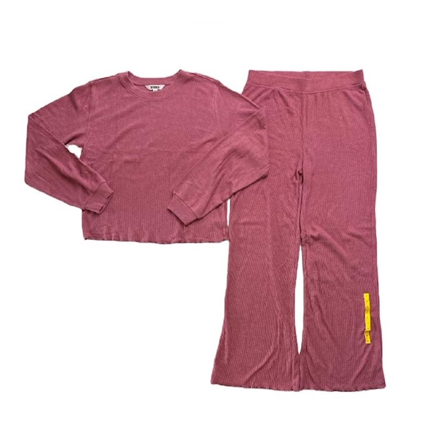 BB Dakota Women's 2-Piece Cozy Soft Brushed Ribbed Lounge Set (Mauve, L)