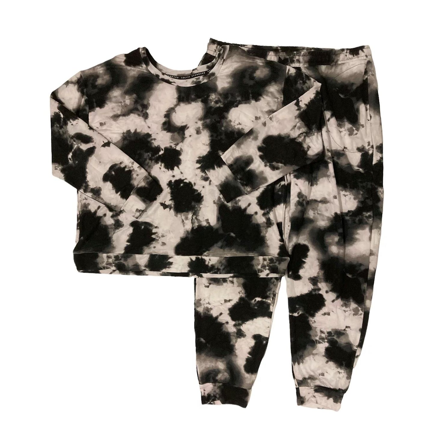 Social Standards By Sanctuary 2 Piece Soft Lounge Jogger Set (Black Tie Dye, L)