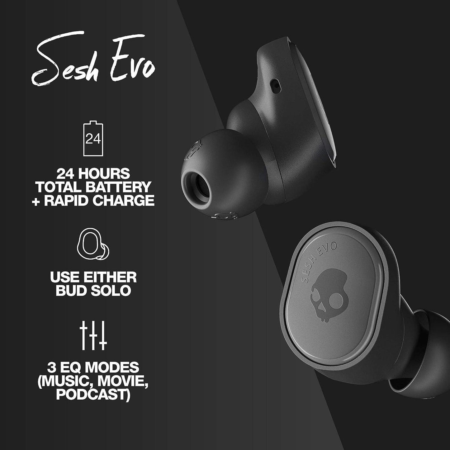 Skullcandy Sesh Evo In-Ear Wireless Earbuds - Black