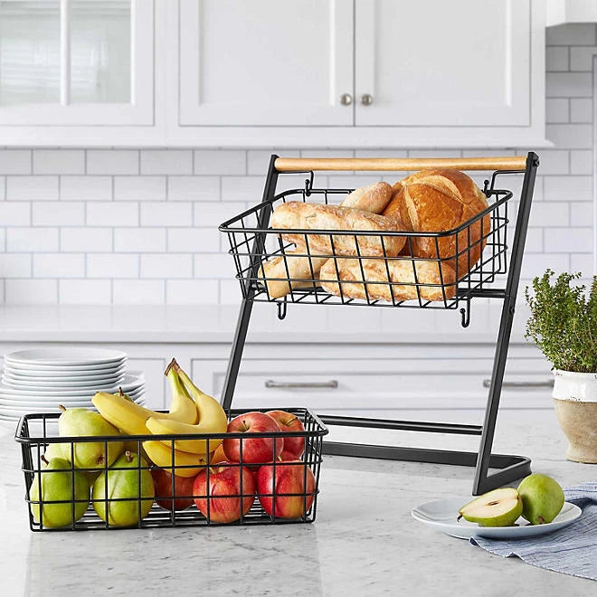Member's Mark 2-Tier Handcrafted Wrought Iron Snack Stand With Removable Angled Baskets