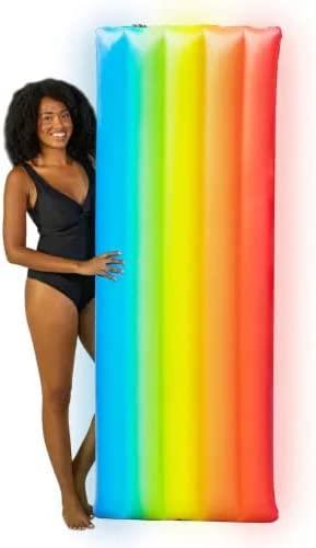 PoolCandy Illuminated 74 in Rainbow Light Up Deluxe Pool Raft