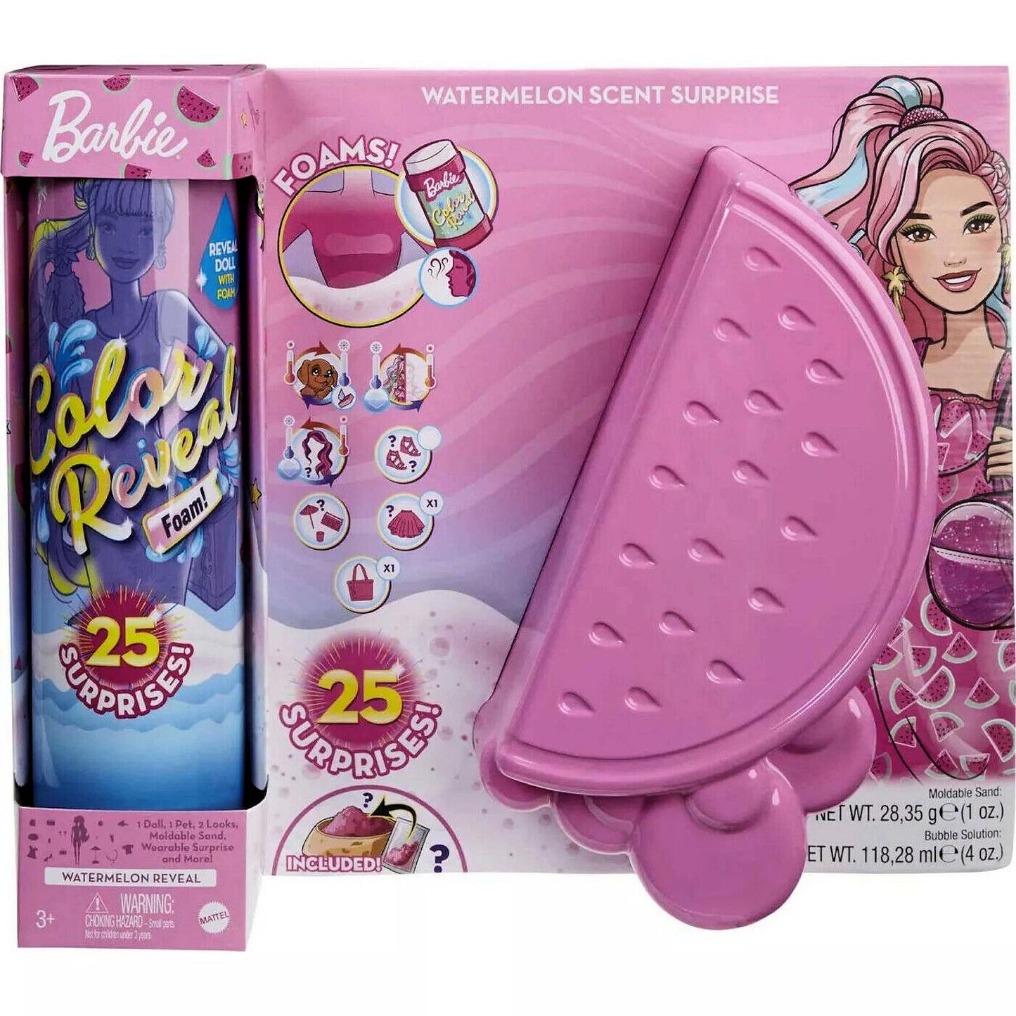 Barbie Ultimate Color Reveal Foam Doll Scent 25 Surprises Pineapple or Strawberry