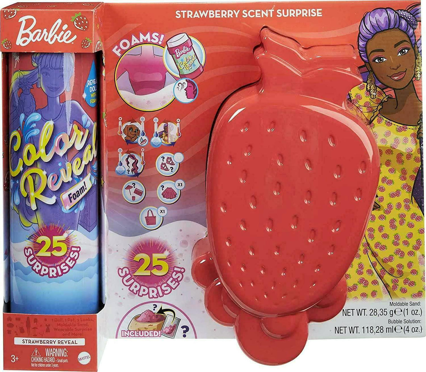 Barbie Ultimate Color Reveal Foam Doll Scent 25 Surprises Pineapple or Strawberry