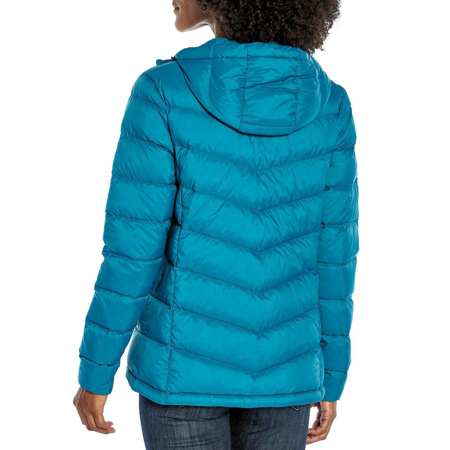 Eddie Bauer Women's Zip Up Microlight Quilted Down Packable Hooded Jacket
