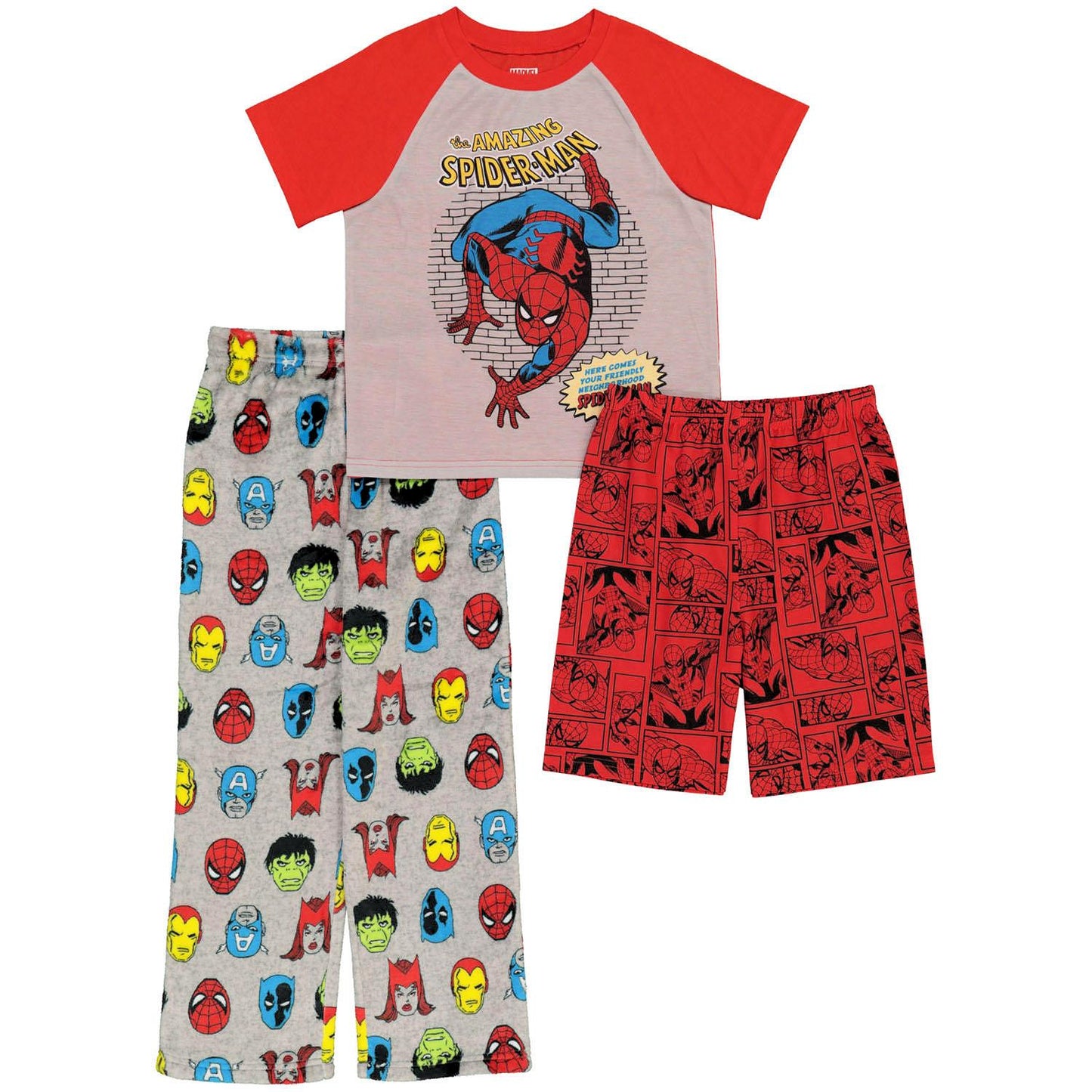 Marvel Comics Spider-Man Short Sleeve 3 Piece Pajama Set