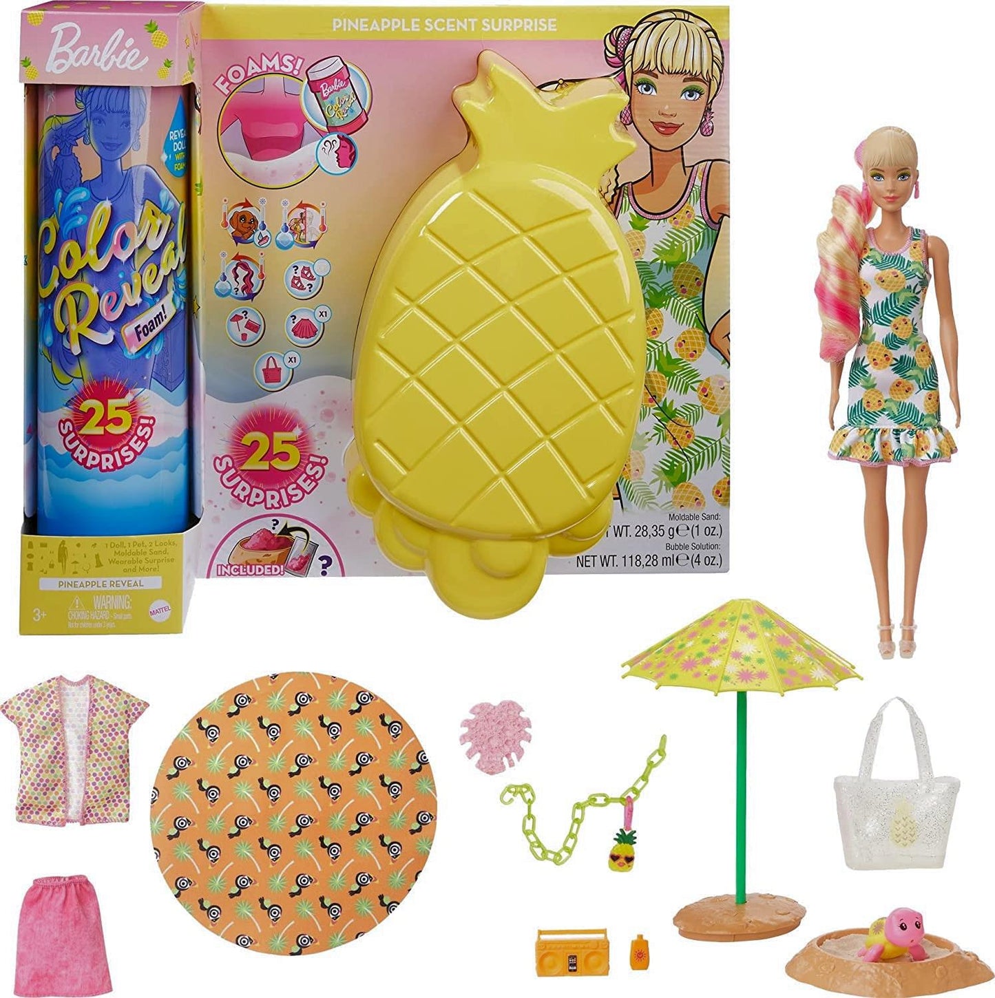 Barbie Ultimate Color Reveal Foam Doll Scent 25 Surprises Pineapple or Strawberry