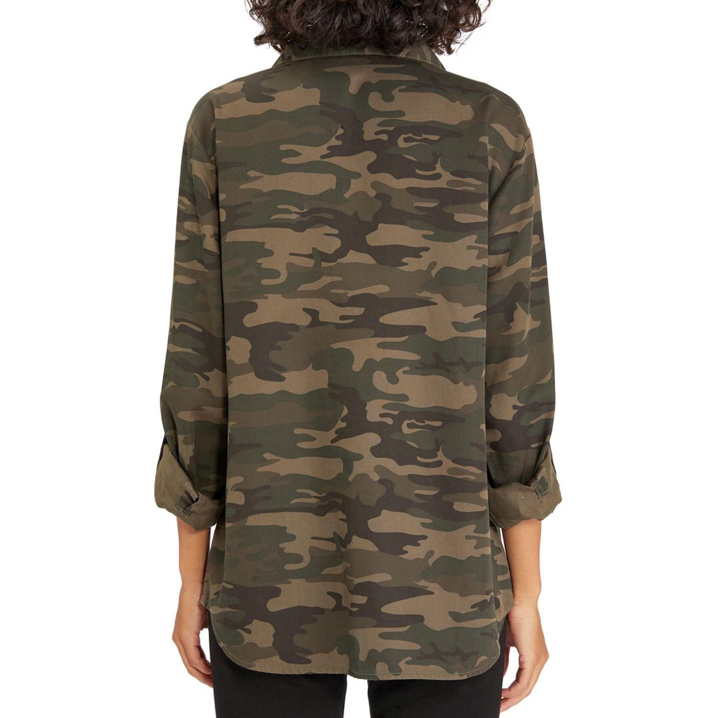 Social Standard By Sanctuary Women's Long Sleeve Tencel Boyfriend Shirt Mother Nature Camo