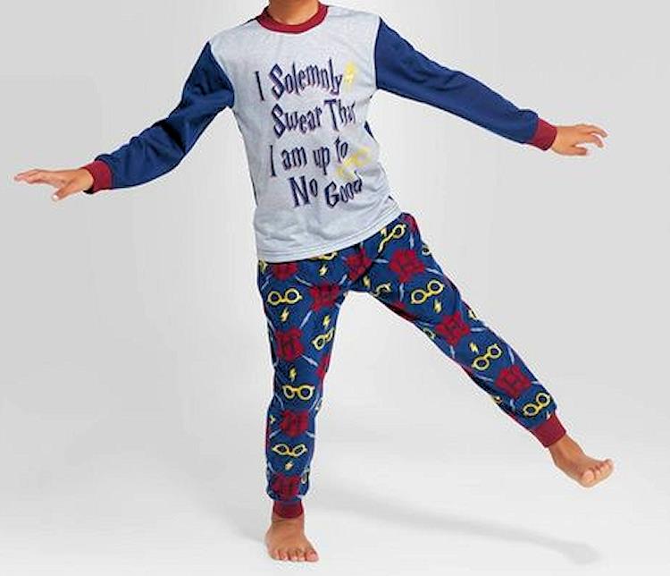 Kids' Harry Potter "I Solemnly Swear" Pajama Set Navy Size 10