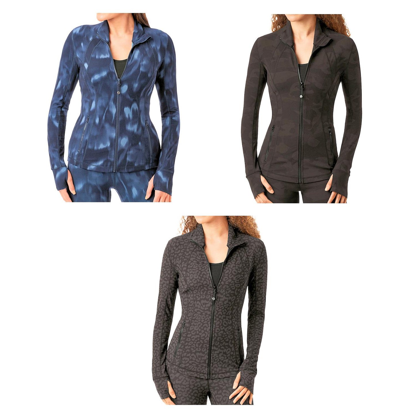 Zen Zip Up Semi Fitted Printed Active Jacket with Thumbhole