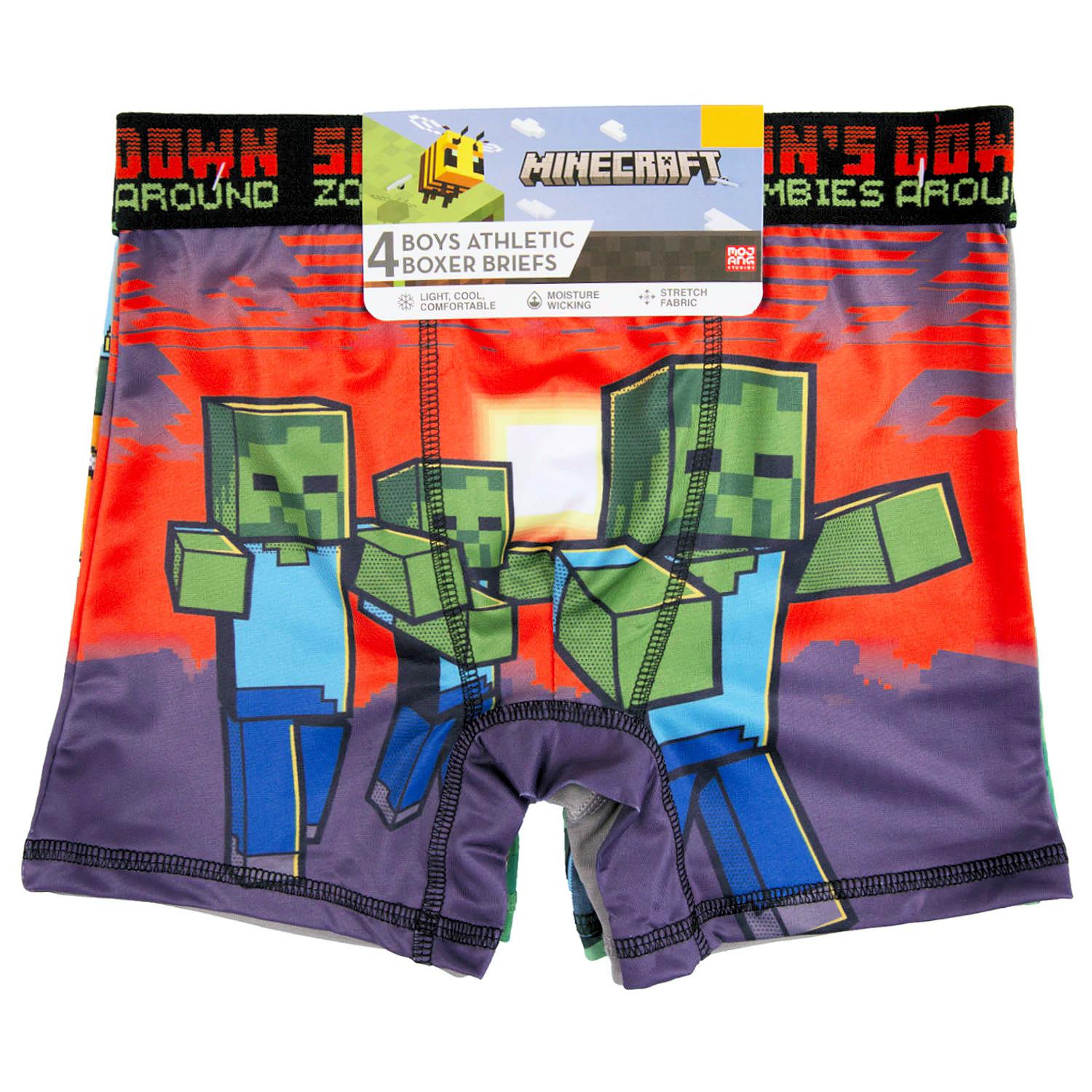 Boys Minecraft Athletic Boxer Briefs XS 4 Kids Underwear (3 Pack) NWT