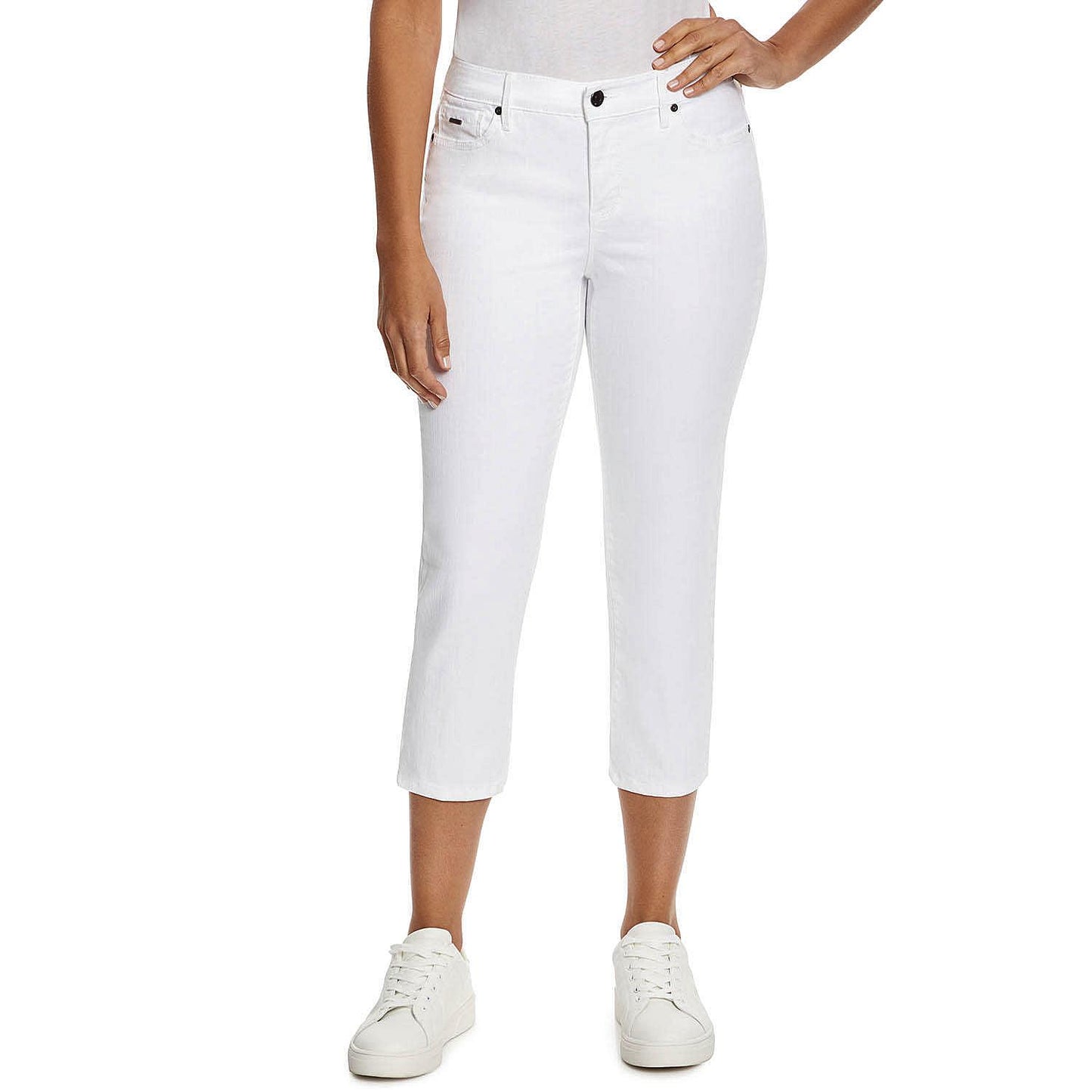 Nine West Mid-Rise Contour Waistband Chrystie Capri White