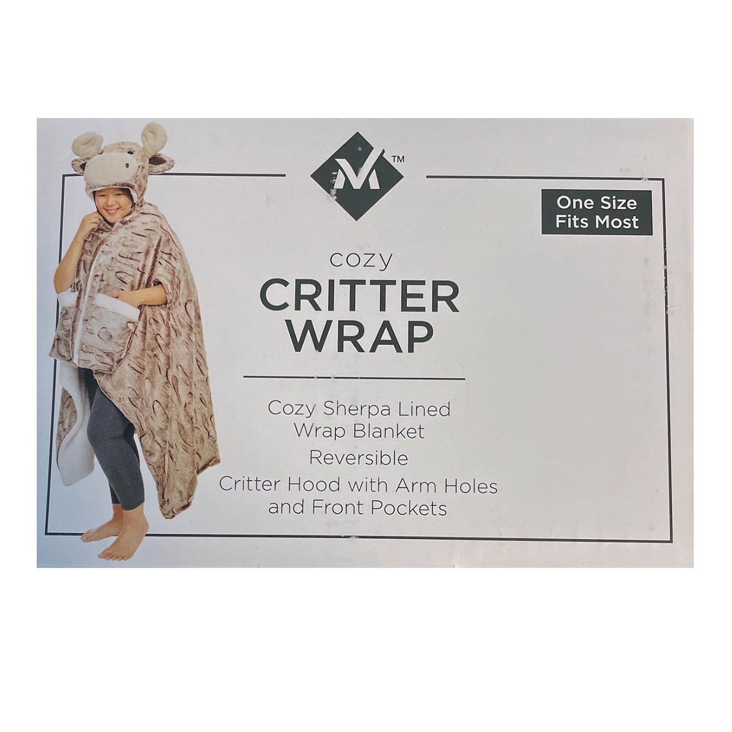Members Mark Cozy Plush Hooded Critter WRAP Choose Animal