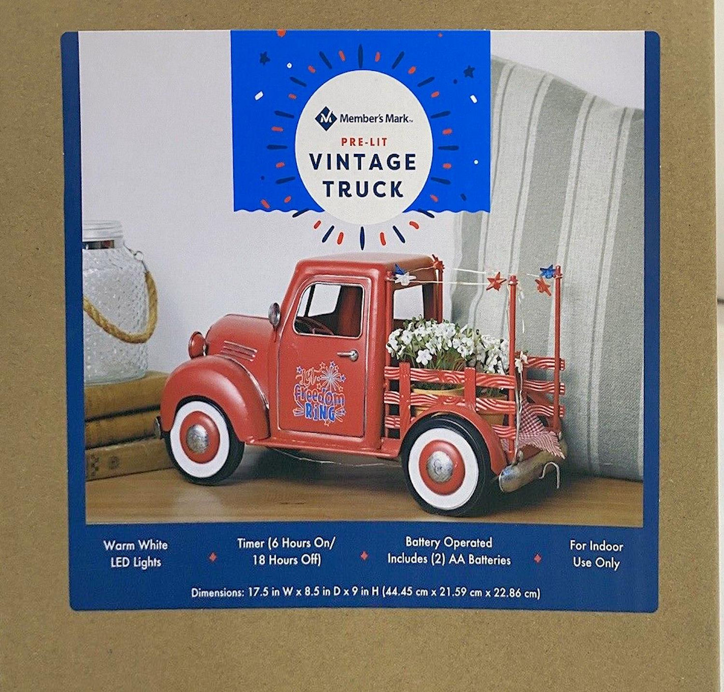 Member’s Mark Pre-Lit Vintage Truck 4th Of July Let Freedom Ring