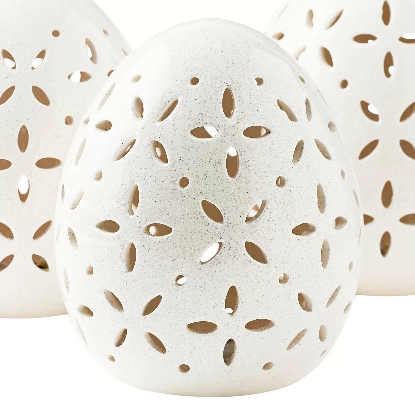 Member's Mark Pre-Lit Set of 3 Ceramic Easter Eggs - White