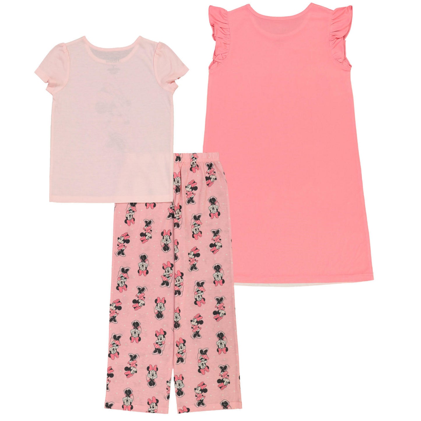 Disney Minnie Mouse Girl's 3 Piece Short Sleeve Polyester Pajama