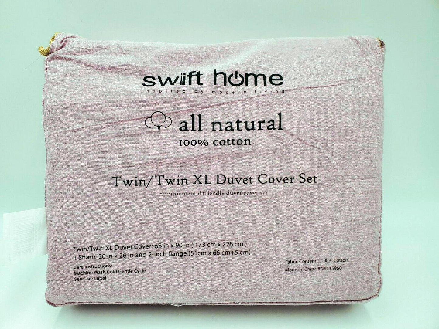 Swift Home Pre-Washed Cotton Chambray Duvet Cover and Sham Bedding Set Dusty Lavender Twin Twin XL