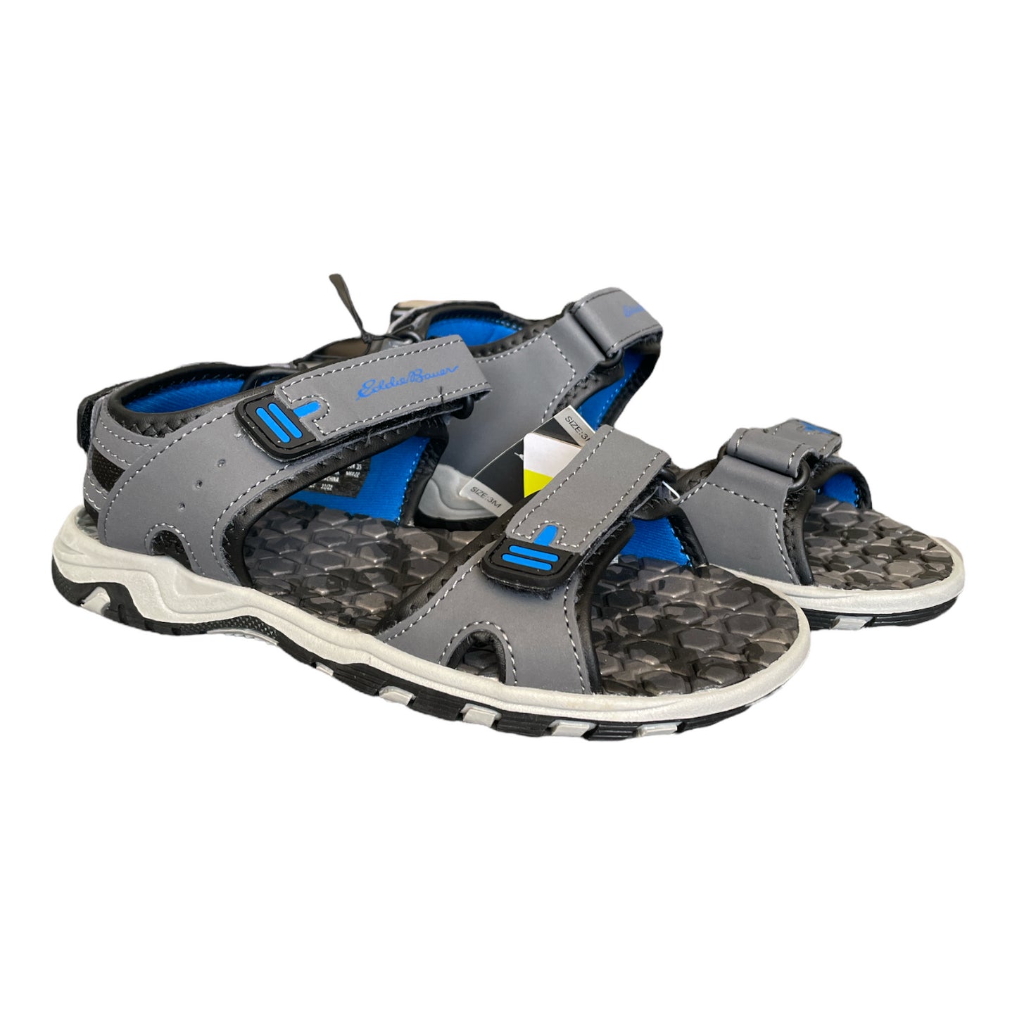 Eddie Bauer Big Boy's Adjustable Strap River Sandal, Blue/Gray Camo