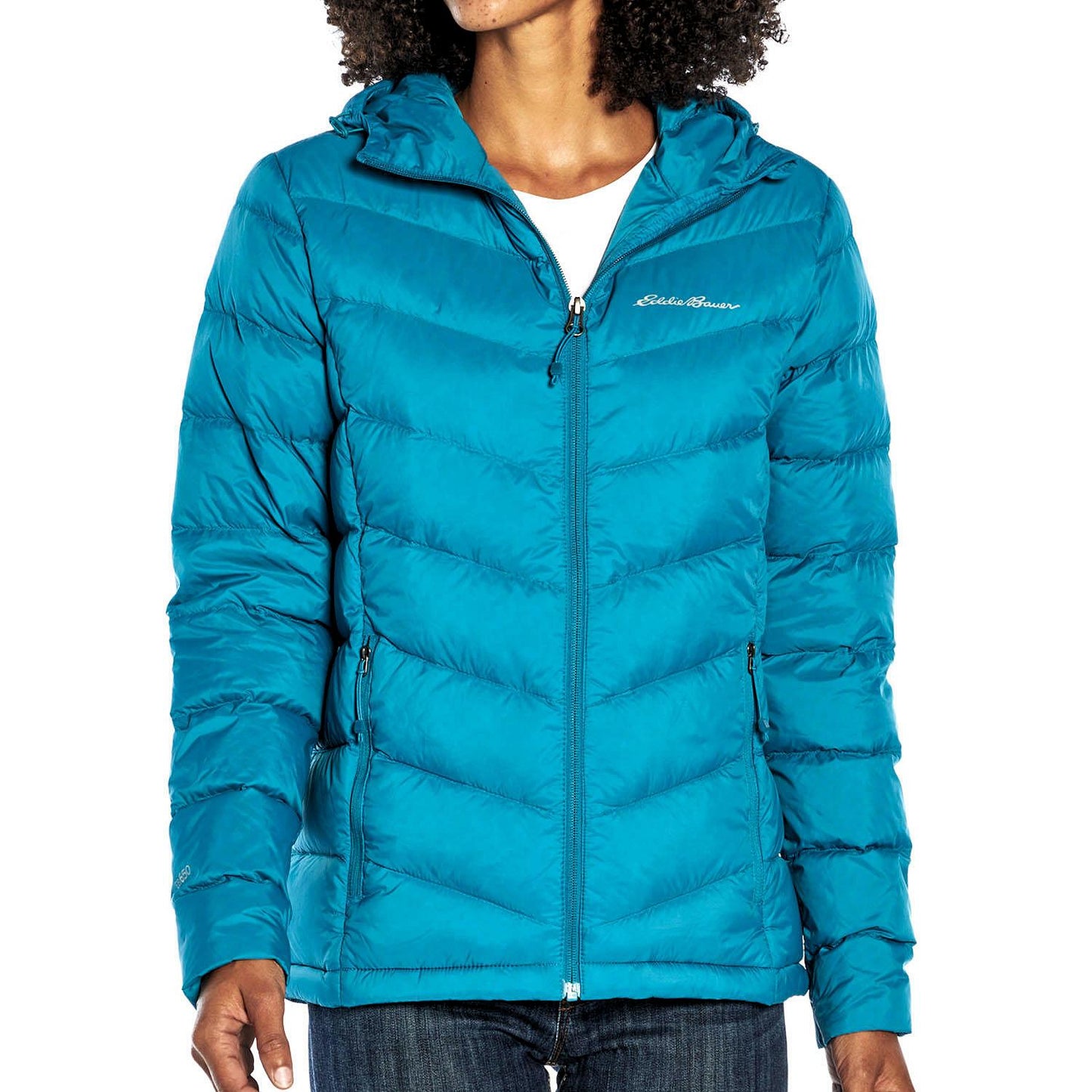 Eddie Bauer Women's Zip Up Microlight Quilted Down Packable Hooded Jacket