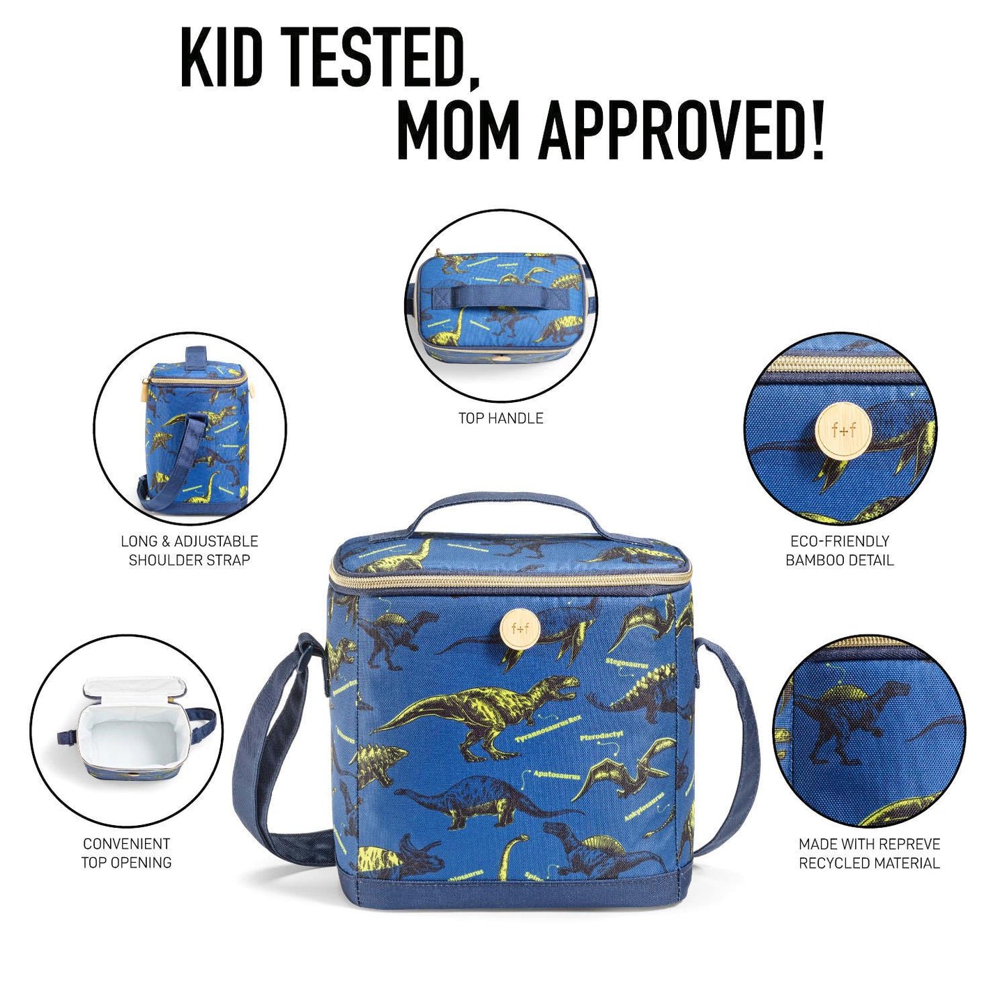 Fit + Fresh Repreve Eco Friendly Kid's Lunch Tote with 2 Storage Bags