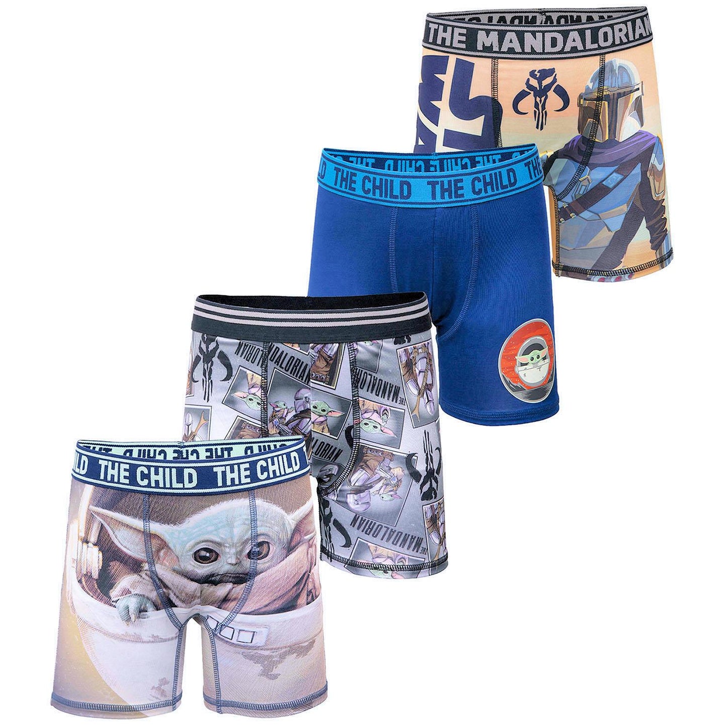 Licensed Star Wars Mandalorian Boy's Athletic Boxer Briefs, 4-Pack Size S/4